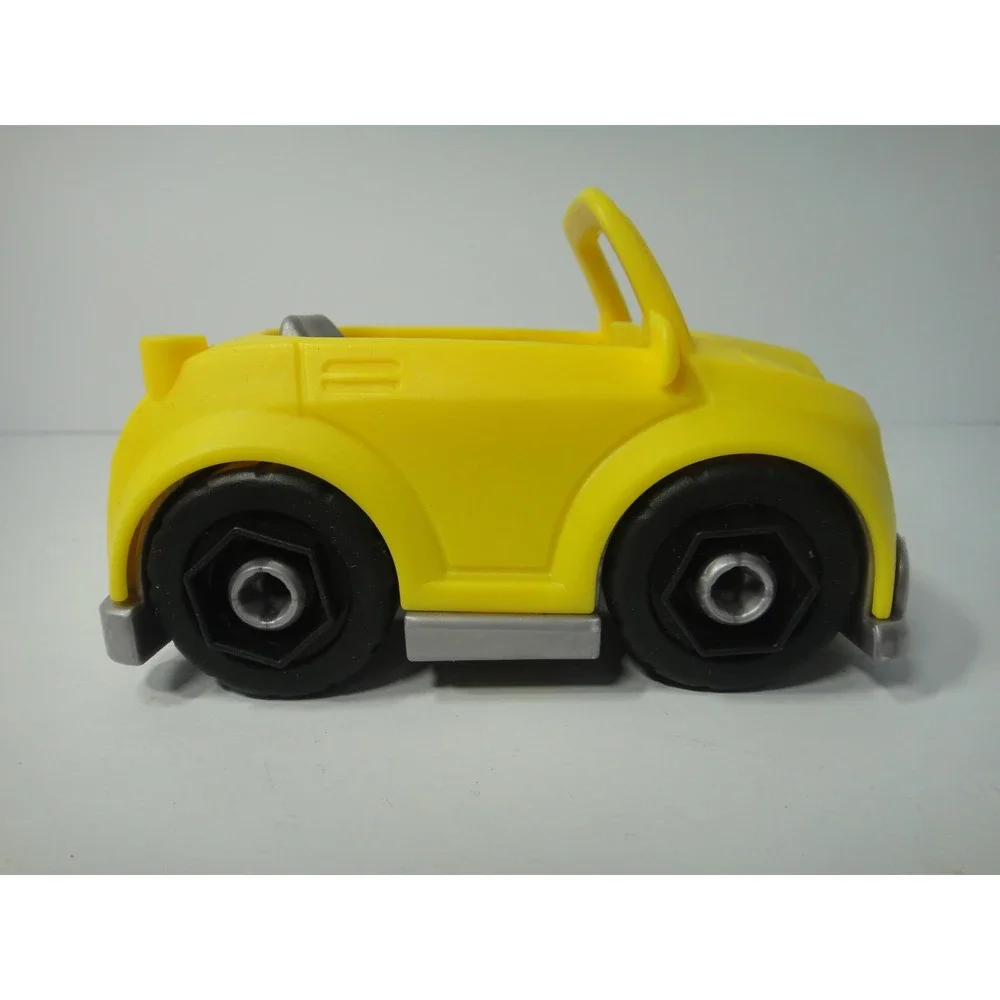 Fisher Price Little People Yellow Convertible Toy Car with Smiling Face and Hood